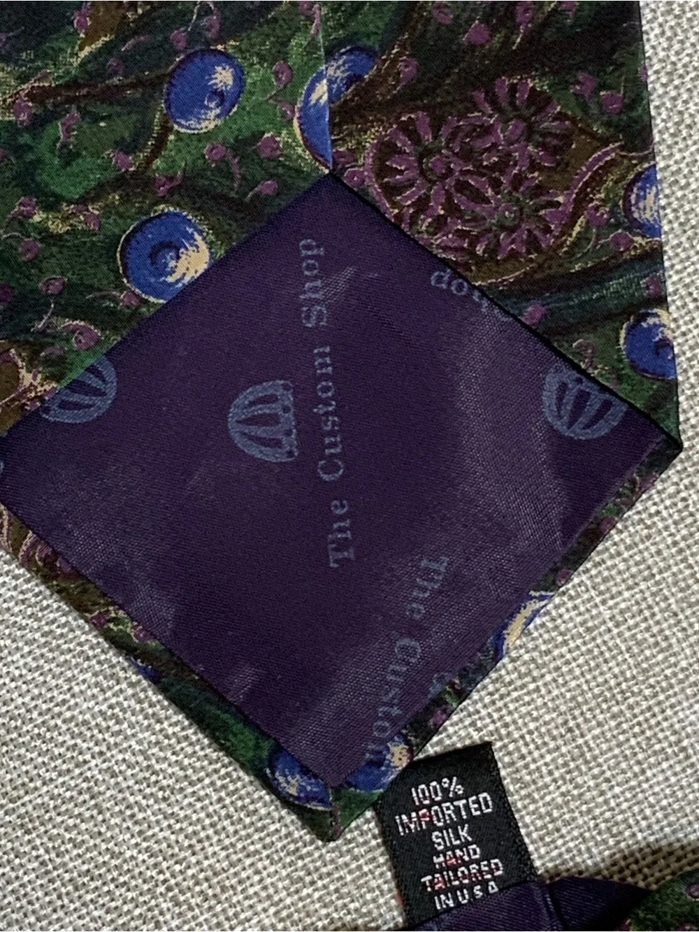 Greenbrier Resort Silk Tie Peacock Feather Springhouse Logo Custom Shop USA